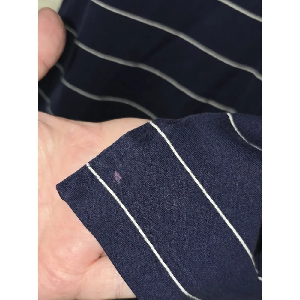 Ralph Lauren Mens Polo Knit Short Sleeve Cotton Blue Stripe‎ Logo Shirt Size Xl